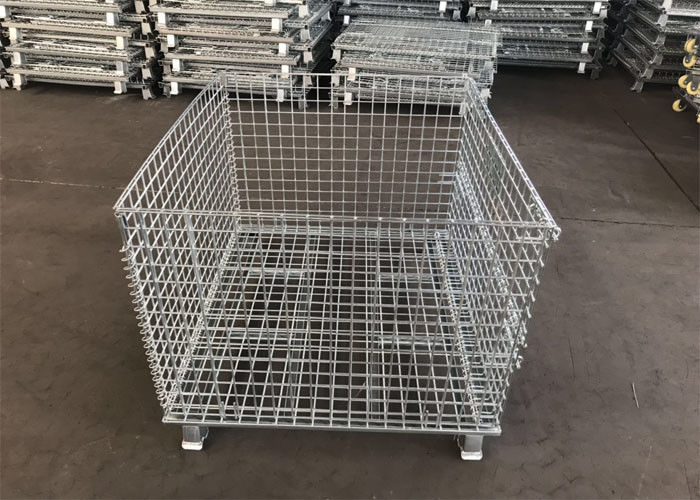 Gabbia galvanizzata del pallet del metallo della scatola di stoccaggio 6.4mm con i piedi/struttura pieghevole del cavo